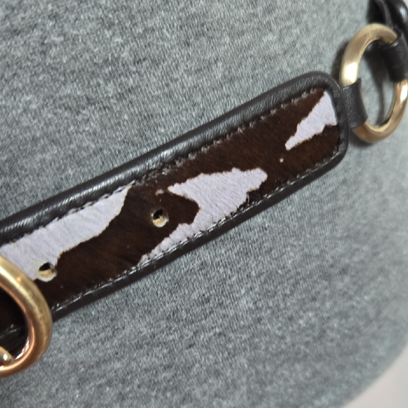Ann Taylor Large Brown/White Animal Print Skinny Belt Leather Brass Buckle - NEW - Picture 3 of 16